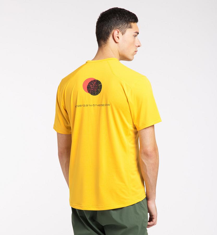 Haglöfs Mens Ridge T-Shirt Yellow New Zealand 72310JDSY